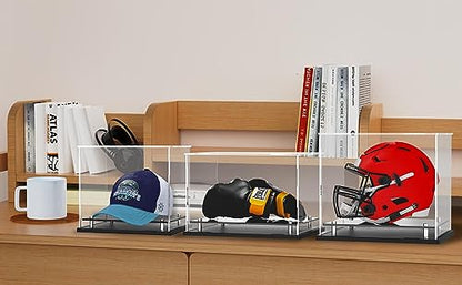 Clear hat Display case for Baseball,Acrylic Cap Holder Stand for Baseball, Football or Snapback Caps,Mini Helmet.Baseball Cap Display case with Metal feet Base(mountable) - size: Hat Display Case