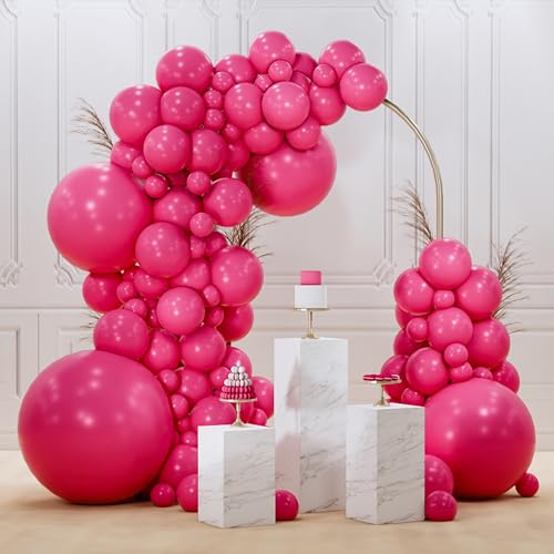 PartyWoo Hot Pink Balloons 99 pcs Different Sizes of 36 18 12 10 5 Inch Magenta Fuchsia Balloon Arch Kit Garland for Baby Shower Wedding Bridal Shower Anniversary Birthday Party Decorations Pink-Y12 - color: Pink-y12