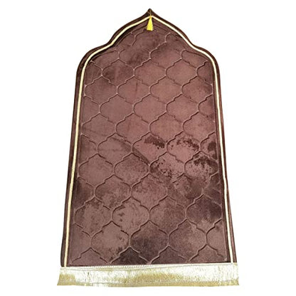Muslim Prayer Mat, Thick Soft Velvet Muslim Rug, Portable Muslim Prayer Rug, Turkish Prayer Carpet,Janamaz Sajada Carpet for Men and Women Plain Solid Prayer Mat Ramadan Eid Gift.- Light Brown - color: Light Brown