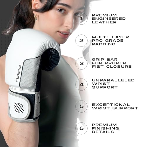 Sanabul Hyperstrike Boxing Gloves for Women, Kickboxing MMA Muay Thai Gloves, Training Sparring Punching Heavy Bag. - color: Black/White, size: 12 oz
