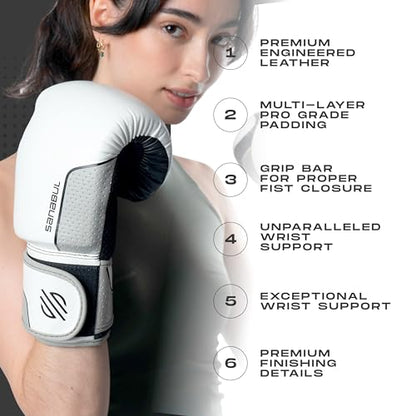 Sanabul Hyperstrike Boxing Gloves for Women, Kickboxing MMA Muay Thai Gloves, Training Sparring Punching Heavy Bag. - color: Black/White, size: 8 oz