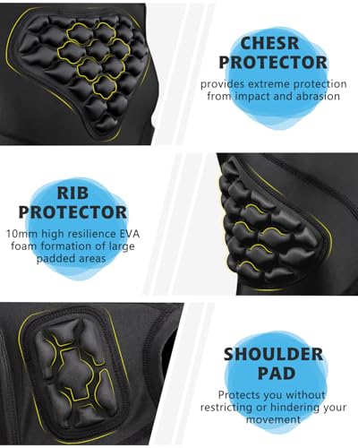 Youth Padded Compression Shirt Vest Rib Chest Protector Football Baseball - color: Black-white, size: Large