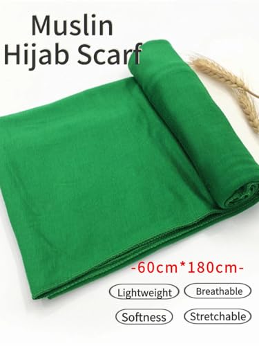 Hijab Scarf for Women Soft Muslim Hijabs Head Wrap Scarves Fashion Long Hair Shawls Stretchy Muslin Headscarf - color: Bright Green Hijab Scarf for Women