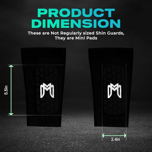 MediCaptain Mini Shin Guards Soccer – Built in Shin Pad Sleeves for Mens, Women, Teens - Small Shin Guards - Lightweight, Breathable Shin Defender Leg Protection - color: Black, size: Maxi (5.5 x 2.8 in)