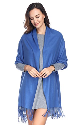 Pashmina Shawl Wraps Scarves Evening Dresses Wedding Bridesmaid for Women - color: Blue