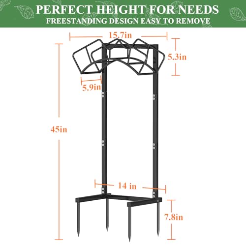 Qatsrin Super Stable Garden Hose Holder, Water Hose Reel holds 160ft, Black | Freestanding Water Hose Storage Hanger, Detachable Hose Stand Box for Outside Yard Lawn Farm - color: Black