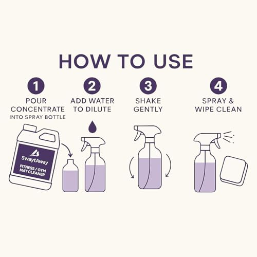 SwaytAway Fitness Mat Cleaner Concentrate – 32oz/Make 4 Gal - No-Slip No-Residue Lavender Essential Oil Formula – USA Made Aromatherapy Yoga Mat Spray for Home & Studio – Natural Cleaning Solution - size: 32 oz - 1 Pack