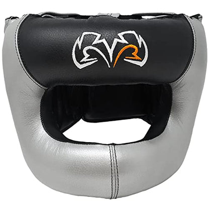 RIVAL Boxing RHGFS3 Face-Saver Sparring Headgear - Wide Eye Opening, Premium Leather, and Thermoplastic Inner Frame - color: Silver, size: Small-Medium