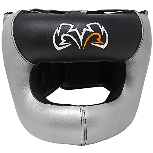 RIVAL Boxing RHGFS3 Face-Saver Sparring Headgear - Wide Eye Opening, Premium Leather, and Thermoplastic Inner Frame - color: Silver, size: Large-X-Large