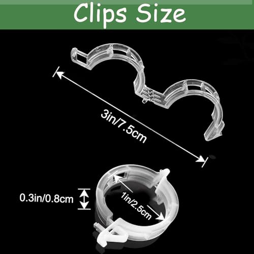 Plant Support Clips -100PK, White Tomato Clips for String Trellis, Grape Vine Clips for Garden Netting Climbing Plants, Secured Plastic Plant Clips