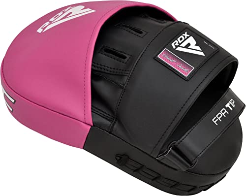 RDX Boxing Pads Focus Mitts, Maya Hide Leather Curved Hook and Jab Target Hand Pads, Great for MMA, Kickboxing, Martial Arts, Muay Thai, Karate Training, Padded Punching, Coaching Strike Shield - color: Pink