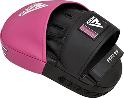 RDX Boxing Pads Focus Mitts, Maya Hide Leather Curved Hook and Jab Target Hand Pads, Great for MMA, Kickboxing, Martial Arts, Muay Thai, Karate Training, Padded Punching, Coaching Strike Shield - color: Pink