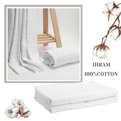 Modefa Ihram for Umrah Men Towel Set - Comfortable Unsewn Ahram Hajj Essentials for Men Umrah Essentials Ehram - 110 x 220cm per Towel 2 Towels Turkish 100% Cotton 1500 Grams (Ihram Only) - style: Ihram Only