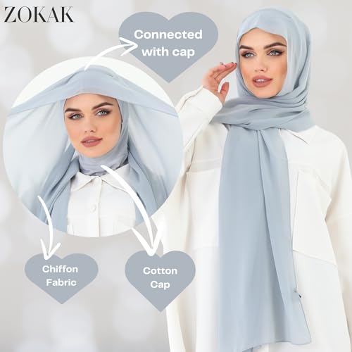 Instant Chiffon Hijab, Ready to wear hijab, modal wrap, Abaya, modern Instant Scarf, Soft breathable scarf - color: S3 Grey