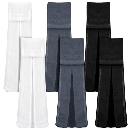 Moukeren 6 Pcs Football Towel Cotton Quarterback Football Field Hand Towel with Hook and Loop Fastener for Sports Football Golf Gym Accessories(Black, White, Gray) - color: Black, White, Gray