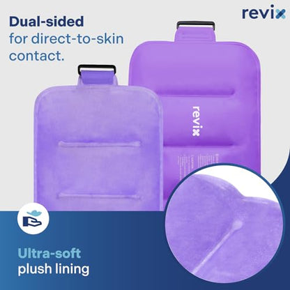 REVIX Ice Pack for Injuries Reusable Gel for Lower Back & Shoulder, Purple | 16x9in Full Coverage for Lower Back, Shoulder, Hip & Knee, Cold Compress Therapy, Hands-free Strap, Long-lasting Gel - style: Purple-Pack 1