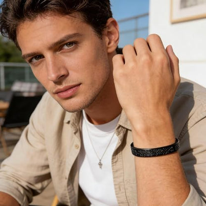 YANCHUN Ayatul Kursi Bracelet Islamic Arabic Jewelry Gifts Arabic Cuff Bracelet Gifts for Women Men Islamic Jewelry Gifts for Him - color: A2:black bangles Bracelets