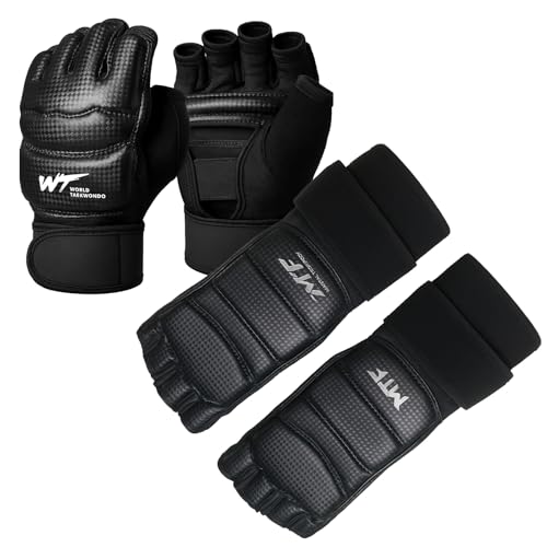 Taekwondo Sparring Gear Set with Shoes and Gloves, Karate Hand and Foot Protectors for Boxing and Kickboxing, Wrist Wraps and Ankle Support Gear for Men, Women, and Kids Training - size: Large