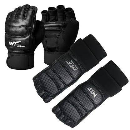 Taekwondo Sparring Gear Set with Shoes and Gloves, Karate Hand and Foot Protectors for Boxing and Kickboxing, Wrist Wraps and Ankle Support Gear for Men, Women, and Kids Training - size: Large