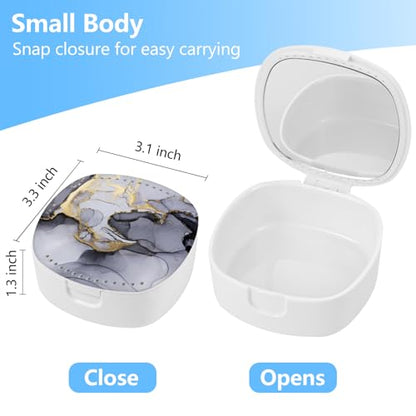 Retainer Case with Mirror and Ventilation Holes - Night Guard, Gray Marble - color: Gray Marble