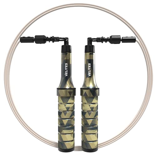 Velites - Earth 2.0 Jump Rope - Official CrossFit® Games Rope - Professional Aluminum Speed Rope for Double Unders, Fitness & Boxing - Includes 4mm Cable & Carrying Bag - - color: Kamo