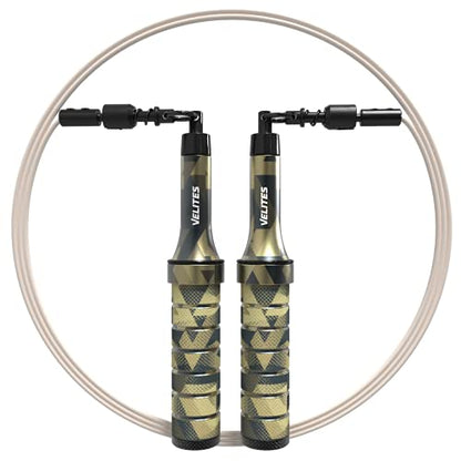 Velites - Earth 2.0 Jump Rope - Official CrossFit® Games Rope - Professional Aluminum Speed Rope for Double Unders, Fitness & Boxing - Includes 4mm Cable & Carrying Bag - - color: Kamo