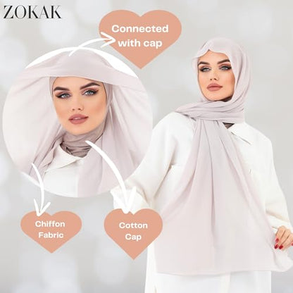 Instant Chiffon Hijab, Ready to wear hijab, modal wrap, Abaya, modern Instant Scarf, Soft breathable scarf - color: S10 Soft Lila