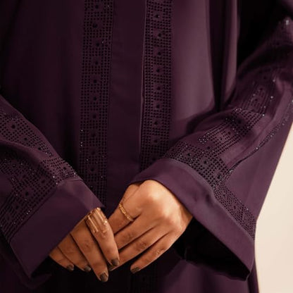 Abaya Dress for Women, Fully Button Up Muslim Abaya in Premium Nida Fabric – Long Sleeve Modest Islamic Maxi Dress - color: Burgundy, size: X-Large