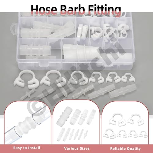 Hilitchi 48PCS 10 Sizes Plastic Hose Barb Fitting and 6 Sizes Nylon Strap Throat Hoop Assortment Kits M3.9-M19 Plastic Pipe Connectors Joint for Fuel Gas Liquid Air - style: No.3