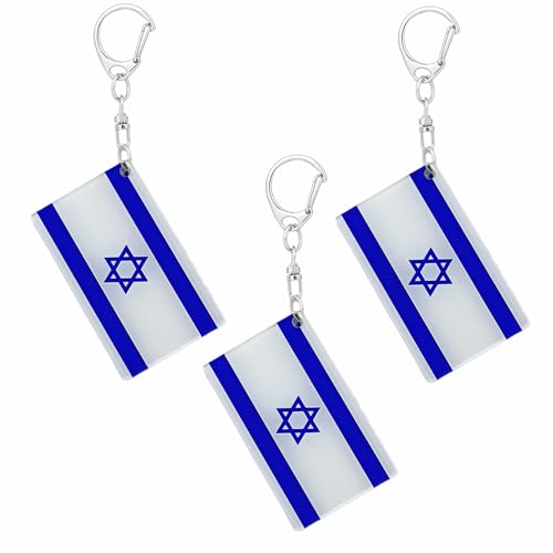 Israel Flag Keychain - Double Sided Acrylic D Shape Chains Israeli Flags Key Chains Men and Women Style Car Key chain Gifts Decoration (3 Pcs)