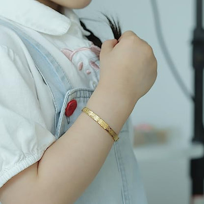 Qitian Islamic Jewelry Gifts for Women Allah Gold Bangles Bracelets Ayatul Kursi Arabic Cuff Bracelet for Women Men Islam Eid Ramadan New Year Gifts - color: T-Gold--toddlers