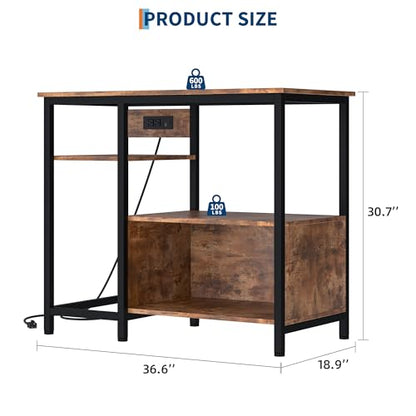 Garvee 40-50 Gallon Fish Tank Stand with Power Outlets, Heavy Duty Metal and Wood Aquarium Stand with 4-Tier Open Storage Shelves and Sturdy Legs