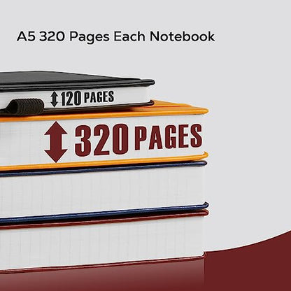 FOCUS DAY Lined Thick Journal Notebook for Writing Women Men, 320 Pages, Medium 5.7 inches x 8.4 inches, Hardcover Leather Notebook with 100 gsm Thick Paper, Burgundy - color: 4.Burgundy, size: A5