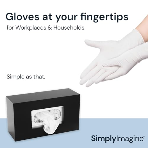 SimplyImagine Black Glove Box Holder - Acrylic Wall Mount Dispenser | Side-loading acrylic glove dispenser - single - Use for nitrile & latex gloves in kitchen, garage & lab