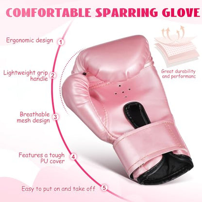 NUOBESTY Kids Boxing Gloves Pink Toddler Sparring Mitts for 3-8 Years | Soft Sponge Padding PU Punching Bag Gloves for Kickboxing, Muay Thai Training, Youth Girls Boys Practice at Home