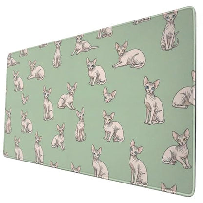 Large Computer Keyboard Mat Sphynx Cats Hairless Naked Cat, Non Slip Gaming Mousepad Office Desk Protection - color: Pattern (160), size: 29.5L x 15.8W inches