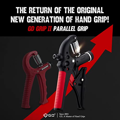 GD Grip2 Hand Grip Strengthener (Grip Strength Trainer) Adjustable Gripper (22~77lbs) Forearm and Wrist Exerciser Strengthener for grip Strength - color: RED