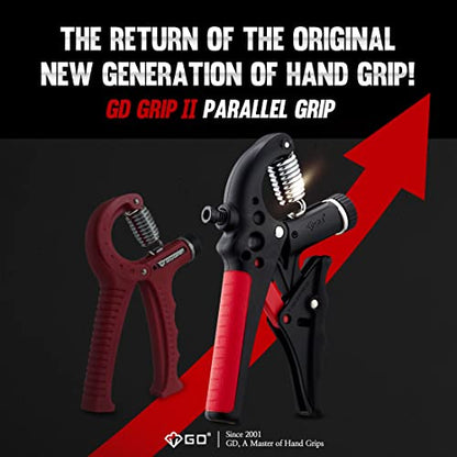 GD Grip2 Hand Grip Strengthener (Grip Strength Trainer) Adjustable Gripper (22~77lbs) Forearm and Wrist Exerciser Strengthener for grip Strength - color: RED