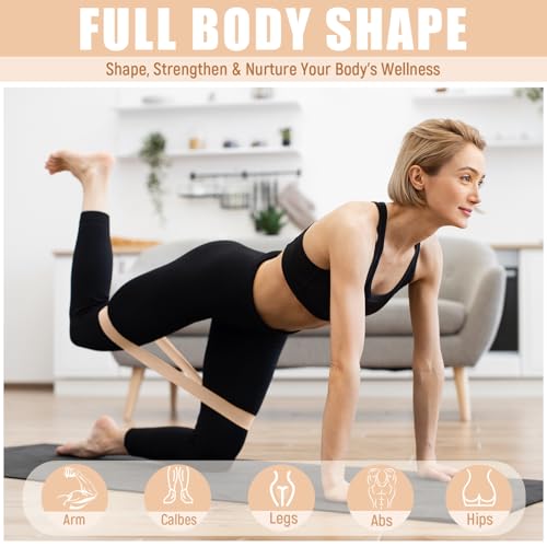 DEEKIN 30 Pcs Resistance Bands Bulk Resistance Loop Elastic Exercise Bands Exercise Equipment for Women Men Home Pilates, Fitness, Gym, Yoga - color: Light Brown, style: 35-40 Lbs