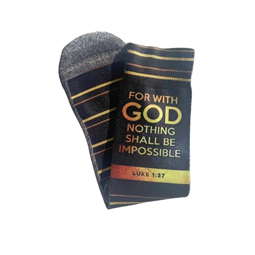 Men's – Christian Crew Socks for Men with Scripture | Moisture-Wicking | Easter Gift Idea - color: Possible With God (Luke 1:37)