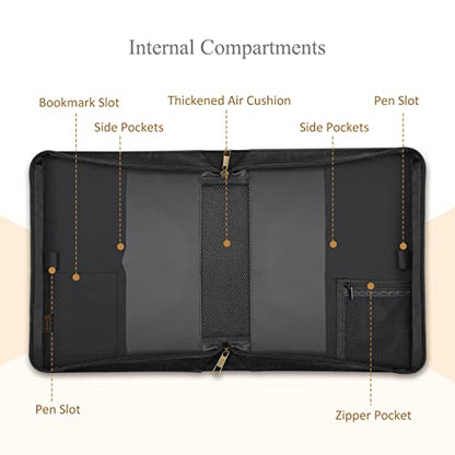 FINPAC Large Classic Bible Cover Vegan Leather Carrying Book Case Church Bag Bible Protective with Handle, Gift for Men, Women, Father, Mother, Friends, Black w/Hot Stamping - color: Black and Brown