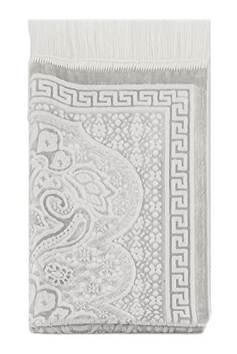 ihvan online, Soft Plush Lux Velvet Muslim Prayer Rug | Thick Janamaz | Sajadah | Soft Islamic Prayer Rug | Islamic Gifts | Prayer Carpet Mat, Elegant, Color: Cream - color: Cream