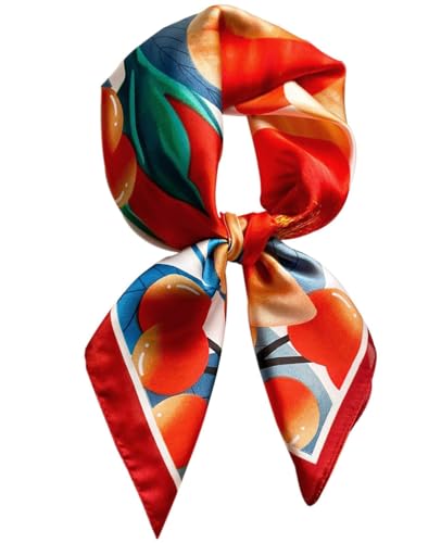 Dailyacc Hair Bandanas Scarf For Women Lightweight Fashion Neck Silk Satin Head Scarves For Sleeping Handbags Scarf - color: 20-large Flower/27.5*27.5in