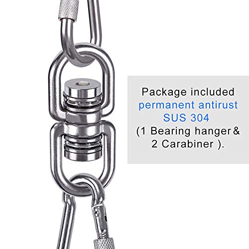 SELEWARE Heavy Duty Bearing Swing Swivel, 360° Rotation Hanging Accessory | Quiet Smooth Rotation, Supports Up to 1200LB, Quick Connect Buckles, 1 Pack for Swings, Hammocks, Tire Swings and Heavy Bags - color: Swivel (E) and 2 Carabiners