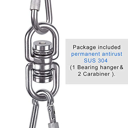 SELEWARE Heavy Duty Bearing Swing Swivel, 360° Rotation Hanging Accessory | Quiet Smooth Rotation, Supports Up to 1200LB, Quick Connect Buckles, 1 Pack for Swings, Hammocks, Tire Swings and Heavy Bags - color: Swivel (E) and 2 Carabiners