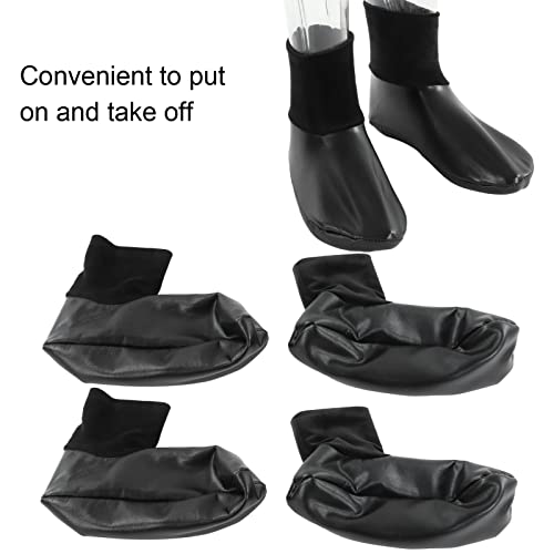 Sunnah Khuff Socks, Muslim Khuffain Socks Mosque Thermal PU Leather Polyester Plush Lining 36 To 41 EU Shoe Size (black elastic mouth)