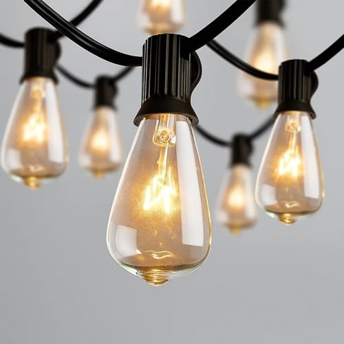 10Ft Outdoor String Lights,Black Edison String Lights with 11 Clear Edison Bulbs (1 Spare) UL Listed,Hanging Lights for Outside Patio Wedding Garden Porch Backyard Party Deck Yard - color: 10Ft-Black