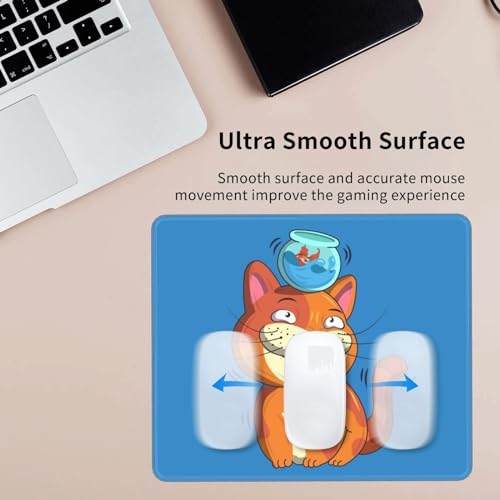 Cute Cat with Head in Fish Tank Mouse Pad Non-Slip Rubber Base 10x12 in Square Waterproof Mouse Pad for Laptop Office Desk Accessories Mouse Pad