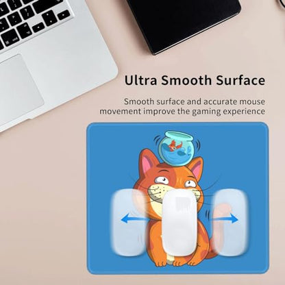 Cute Cat with Head in Fish Tank Mouse Pad Non-Slip Rubber Base 10x12 in Square Waterproof Mouse Pad for Laptop Office Desk Accessories Mouse Pad