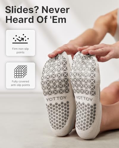 YOTTOY Pilates Socks for Women(6 Pairs)–Breathable, Grip-Enhanced Non-Slip Yoga Socks, Durable & Perfect for Home Workouts - color: Pink